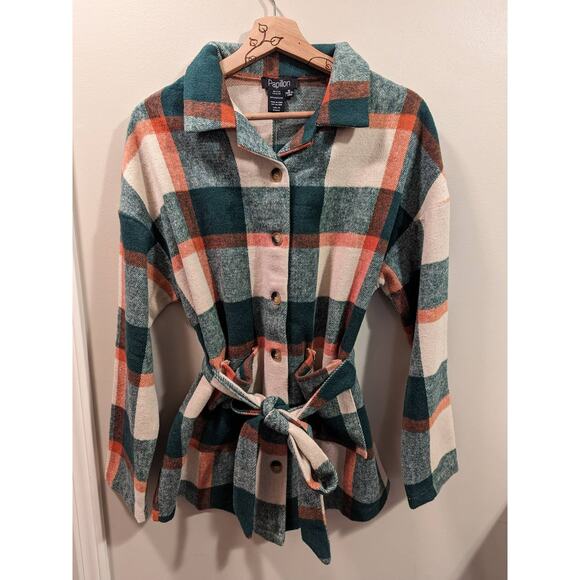 Papillon Checkered Shacket with Belt Tie - Picture 4 of 8